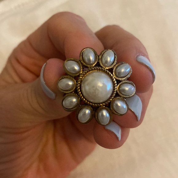 Brass Flower Ring Size 8 - Picture 2 of 4